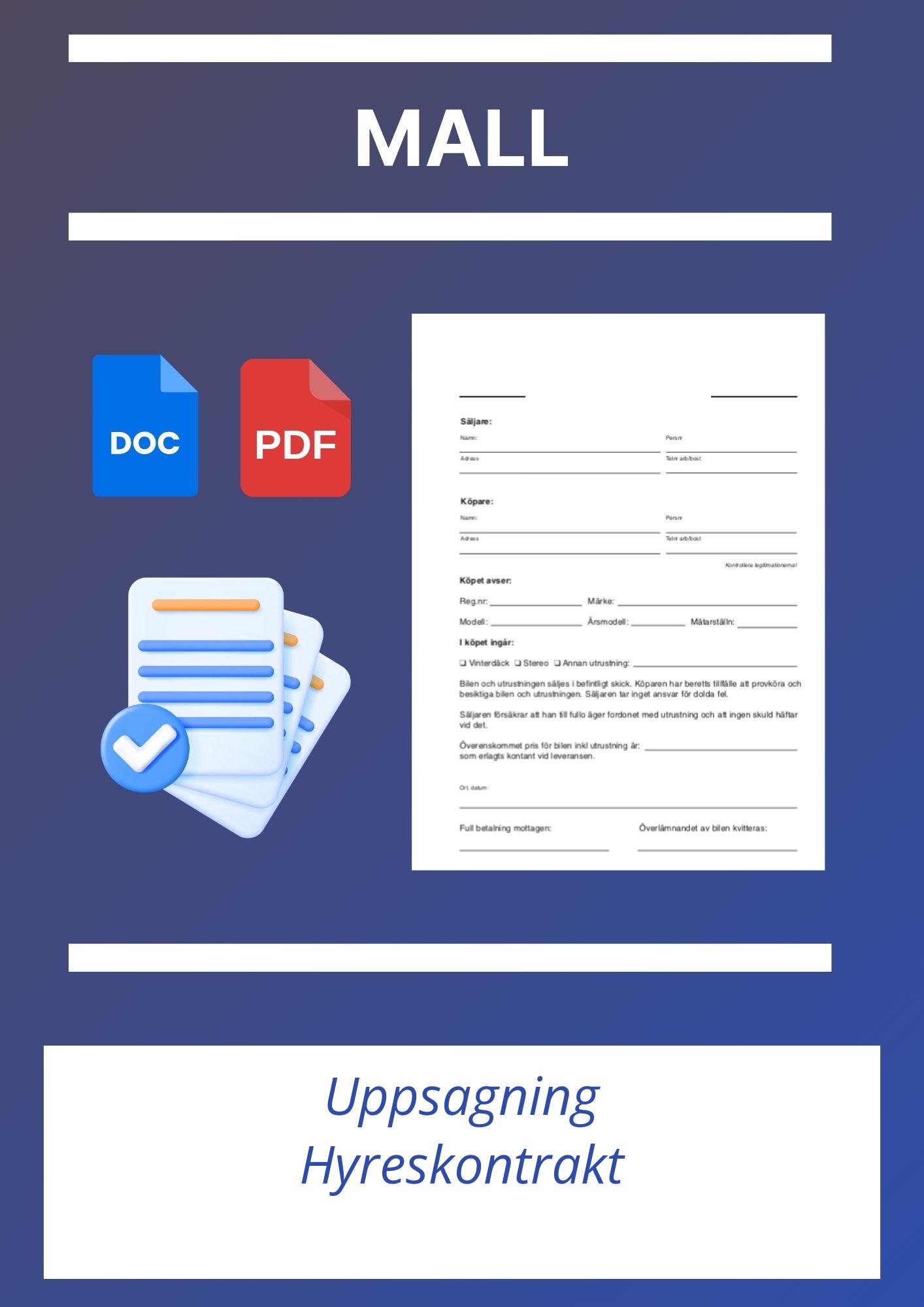 Uppsägning Hyreskontrakt Mall